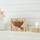Spring In Bloom Wheelbarrow Of Flowers Block Sign-Lange General Store
