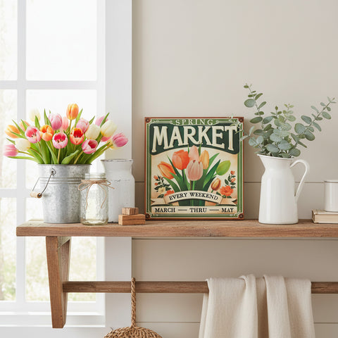 Spring Market Flowers Sale Block Sign-Lange General Store