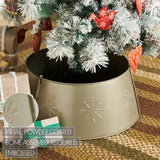 Stamped Snowflake Metal Tree Collar Antique Gold-Lange General Store