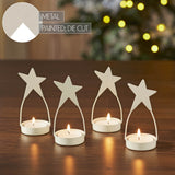 Star Tealight Holder Antique White Set of 4-Lange General Store
