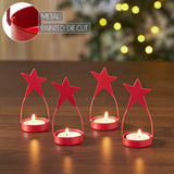 Star Tealight Holder Barn Red Set of 4-Lange General Store