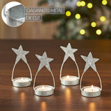 Star Tealight Holder Galvanized Set of 4-Lange General Store