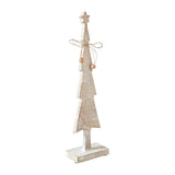 Star Top Christmas Tree Narrow White Wooden Figurine-Lange General Store