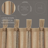 Stitched Burlap Natural Short Panel Curtains-Lange General Store