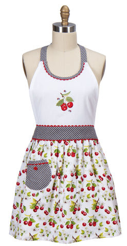 Sweet Cherry Embroidered Hostess Apron-Lange General Store