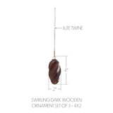 Swirling Dark Wooden Ornament Set of 3-Lange General Store