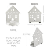 Tealight Holder House Antique White Set of 4-Lange General Store