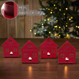 Tealight Holder House Barn Red Set of 4-Lange General Store