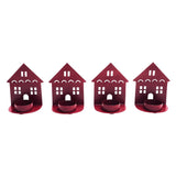 Tealight Holder House Burgundy Set of 4-Lange General Store