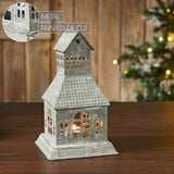 Tealight Holder Metal Village House A Antique Grey-Lange General Store