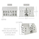 Tealight Holder Metal Village House B Antique White-Lange General Store