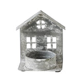 Tealight Holder Metal Village House G Antique Grey-Lange General Store