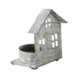 Tealight Holder Metal Village House G Antique Grey-Lange General Store
