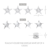 Tealight Holder Star Antique White Set of 4-Lange General Store