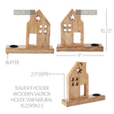 Tealight Holder Wooden Saltbox House w/ Star Natural-Lange General Store