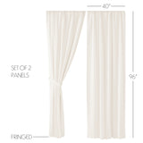 Templeton Tobacco Cloth Antique White Fringed Panel Curtains-Lange General Store