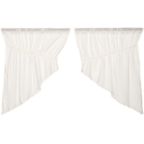 Tobacco Cloth Antique White Fringed Prairie Swag Curtains-Lange General Store
