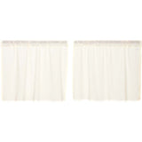 Tobacco Cloth Antique White Fringed Tier Curtains 24"-Lange General Store