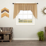 Tobacco Cloth Khaki Fringed Swag Curtains-Lange General Store