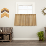 Tobacco Cloth Khaki Fringed Tier Curtains 24"-Lange General Store
