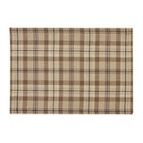 Tinderbox Brown Plaid Placemat flat lay showing full 13"×19" cotton placemat in brown, oatmeal and espresso plaid weave — sold as a set of 4