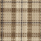 Close-up of Tinderbox Brown Plaid Waffle Dishtowel fabric showing raised waffle weave cotton texture with tinderbox brown, oatmeal and espresso plaid stripe detail
