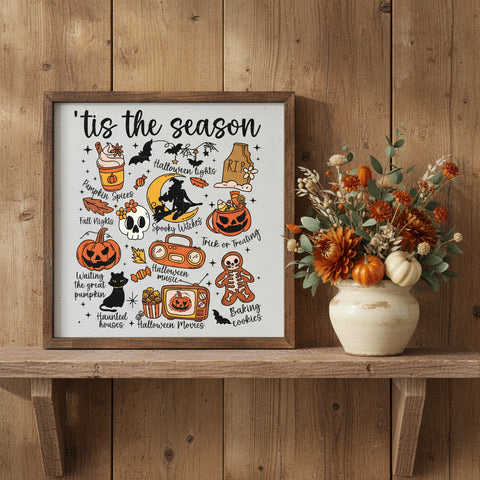 Tis the Season Halloween Collage Sign 10x10