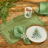 Tweed Sage Loden Green Cotton Cloth Napkins Set of 4
