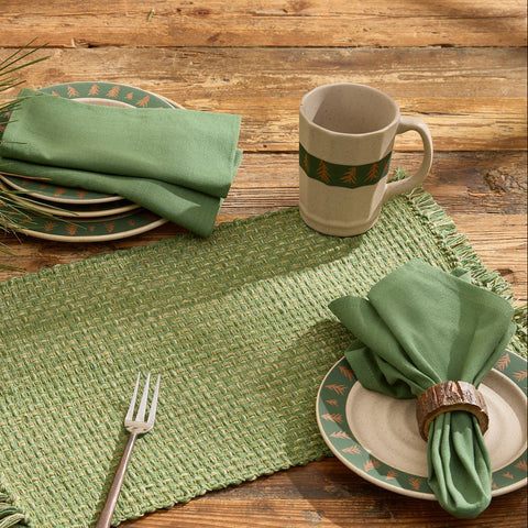 Tweed Sage Loden Green Cotton Cloth Napkins Set of 4