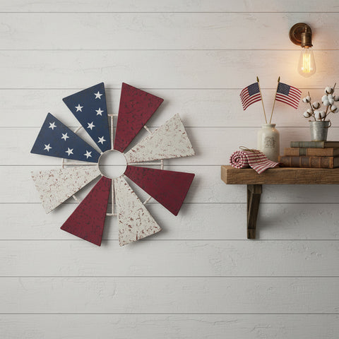 USA Flag Metal Windmill Blades Wall Hanging-Lange General Store
