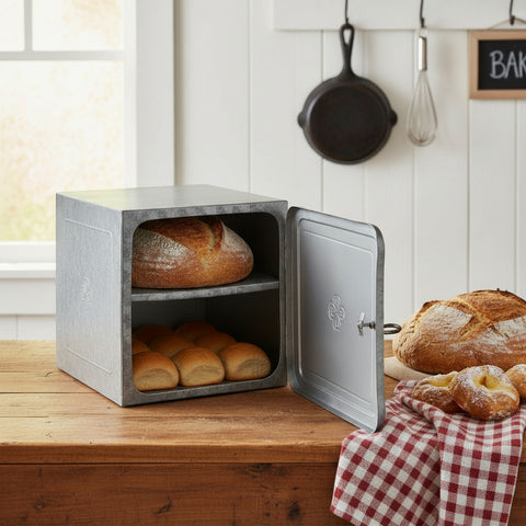 Vintage Galvanized Metal Bread Box-Lange General Store