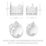 Votive Candle Holder Reindeer Antique White Set of 2-Lange General Store