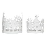 Votive Candle Holder Reindeer Antique White Set of 2-Lange General Store