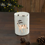 Votive Candle Holder Reindeer White-Lange General Store