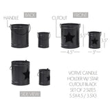 Votive Candle Holder w/Star Cutout Black Set of 2-Lange General Store