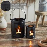 Votive Candle Holder w/Star Cutout Black Set of 2-Lange General Store