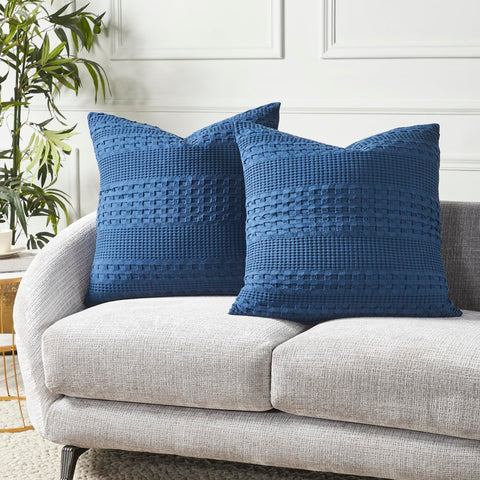 Waffle Weave Navy Blue Euro Sham Set of 2-Lange General Store