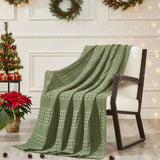 Waffle Weave Olive Green Throw-Lange General Store