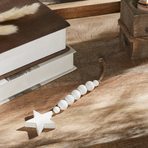 White Beads & Star Ornament-Lange General Store