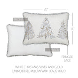 White Christmas Silver Gold Embroidered Pillow-Lange General Store
