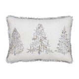 White Christmas Silver Gold Embroidered Pillow-Lange General Store