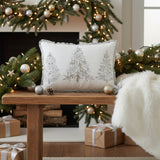 White Christmas Silver Gold Embroidered Pillow-Lange General Store