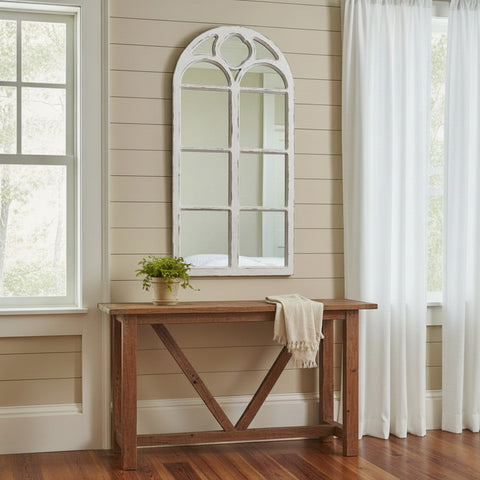White Distressed Window Mirror-Lange General Store