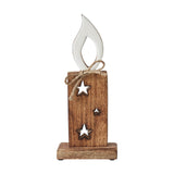 White Flame Natural Candle w/ Stars Wooden Figurine-Lange General Store