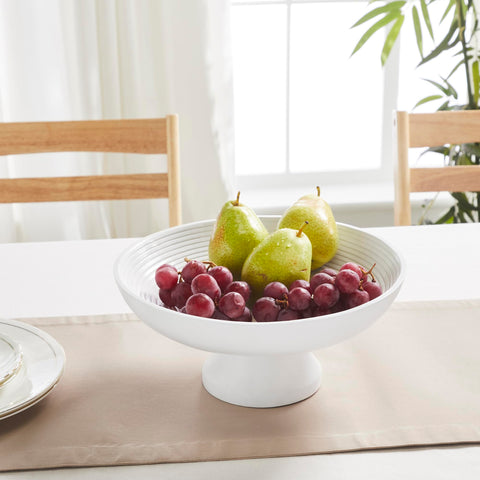 White Ribbed Wooden Bowl-Lange General Store