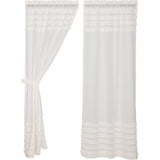 White Ruffled Sheer Petticoat Panel Curtains-Lange General Store