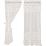 White Ruffled Sheer Petticoat Short Panel Curtains-Lange General Store