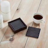 White Stars On Navy Coaster w/Container Set of 6-Lange General Store