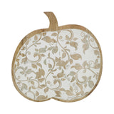 White Wash Wooden Carved Vine Pumpkin-Lange General Store