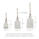 White Washed Gold Glitter Metal Bell Set of 3-Lange General Store